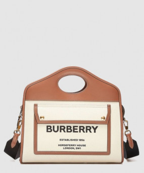 버버리 투톤 캔버스 스몰 포켓백 8036784