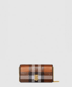 버버리 니트 체크 레더 스몰 롤라백 80508761