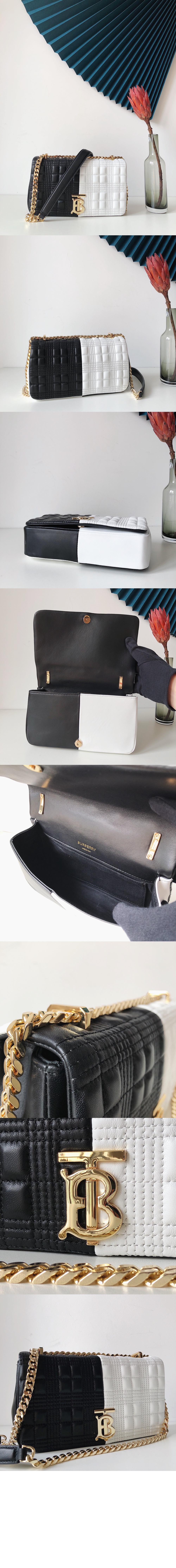 버버리 스몰 퀼트 체크 투톤 램스킨 롤라 백