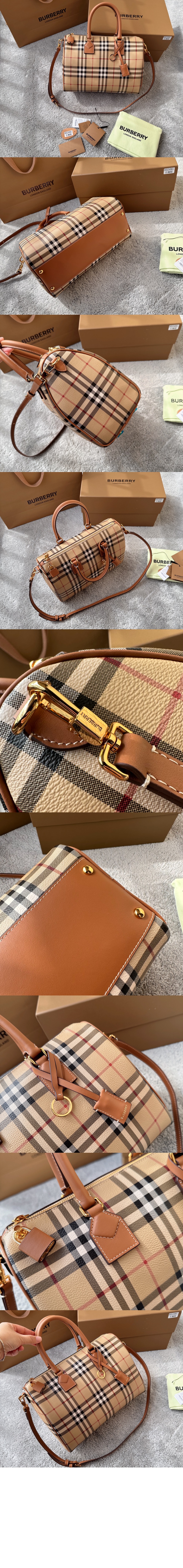 버버리 체크 미듐 볼링백 80713571