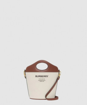 버버리 아울렛 투톤 캔버스 레더 버킷백 80462421
