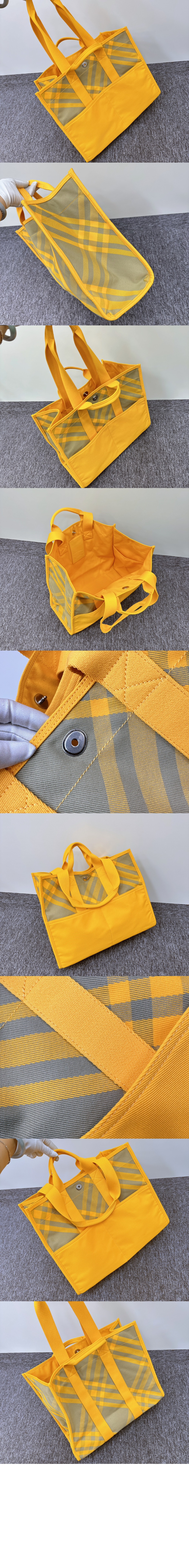 버버리 체크 코튼 토트백 80751361