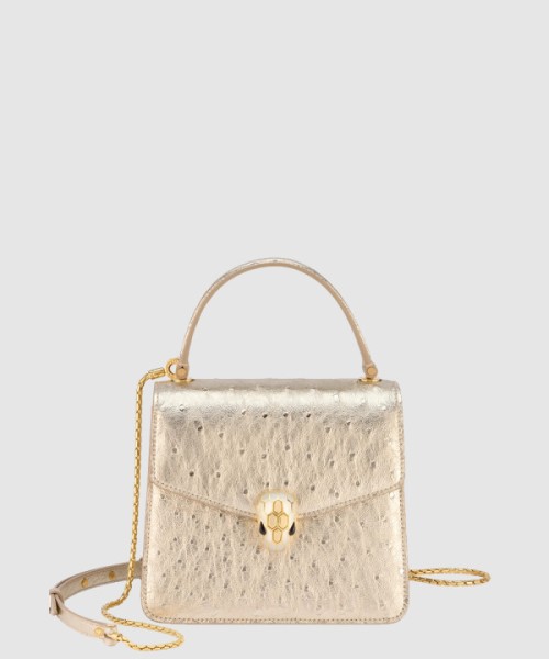 불가리 스몰 타조 가죽 체인백 383290