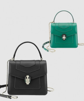 불가리 스몰 타조 가죽 체인백 383290