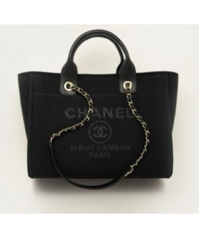 샤넬 도빌백 캔버스, 골드 메탈  24 x 39 x 17cm