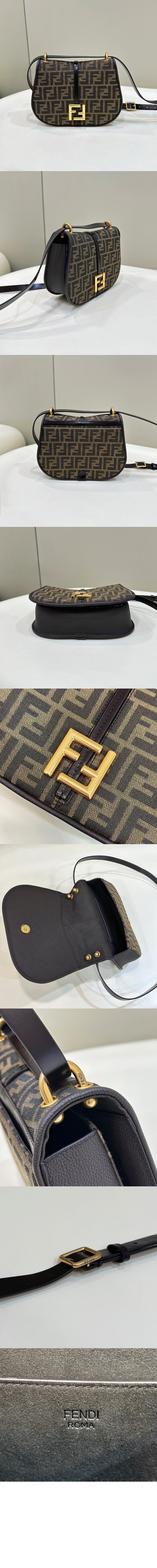 펜디 커몬 미듐 FF 자카드 패브릭백 8BT366