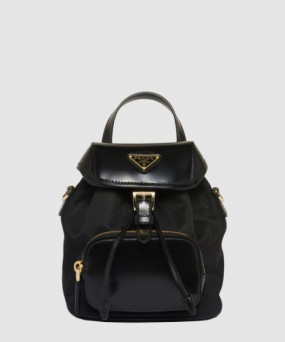 프라다 스몰 리나일론 및 브러쉬드 가죽 백팩 1BZ075