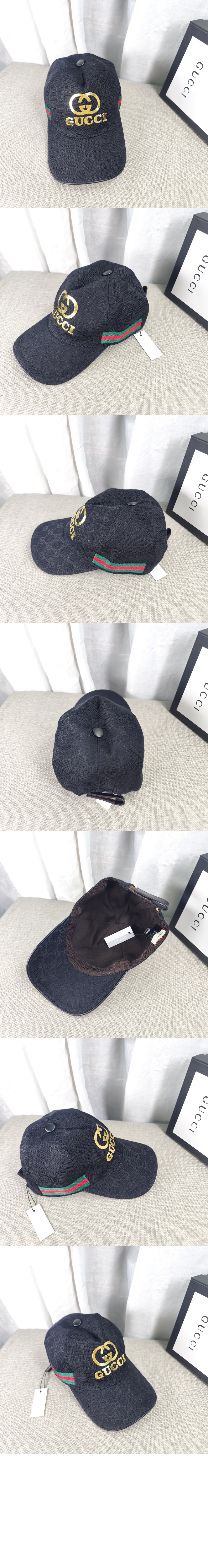 구찌 골드 로고 웨빙 베이스볼 캡 200035