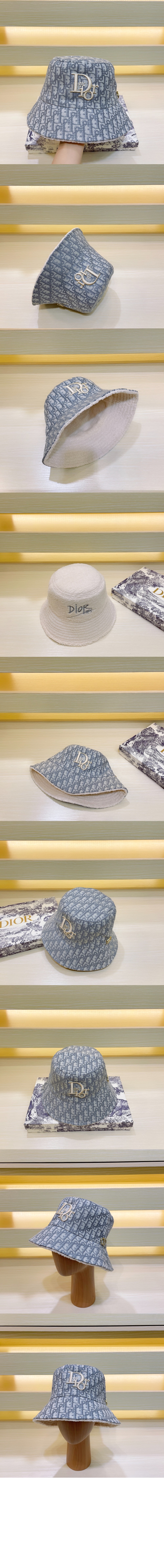 디올 양면 디올 로고 버킷햇 68UL2