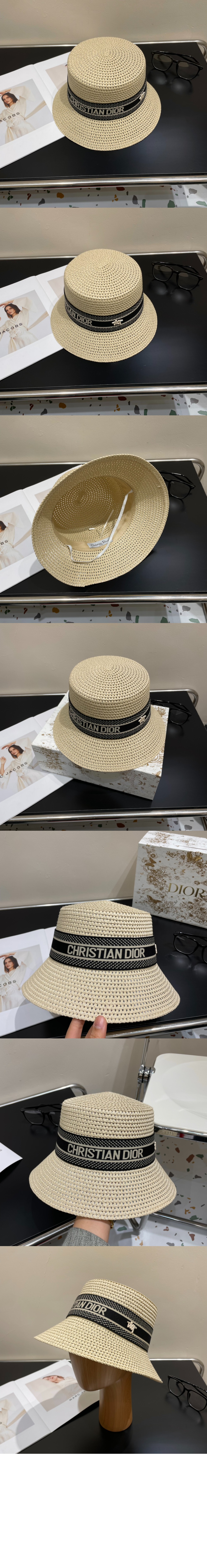 디올 넓은 챙 모자 34DBP