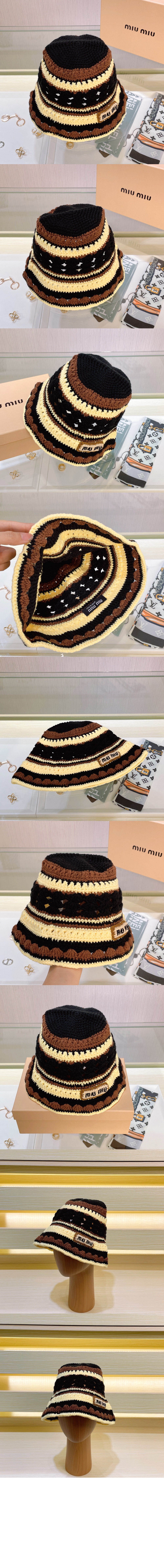 미우미우 니트 스트라이프 캡 5HC754