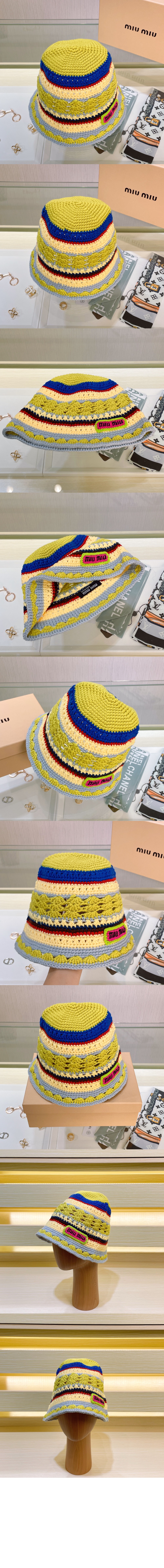 미우미우 니트 스트라이프 캡 5HC754