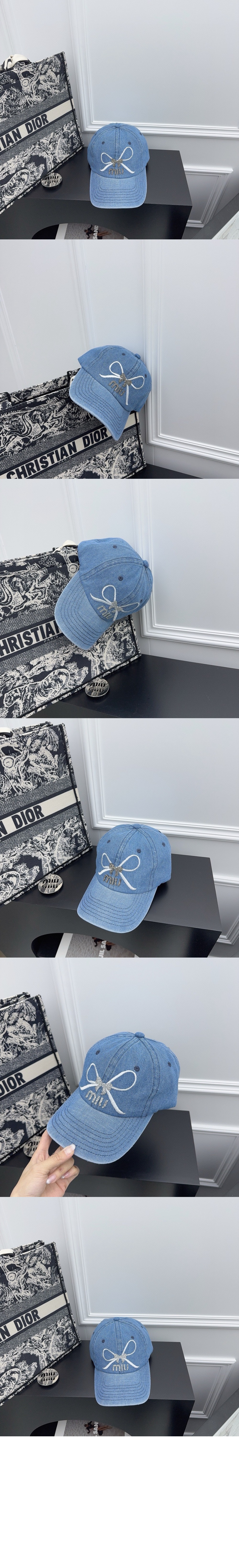 미우미우 데님 야구 모자 5HC445