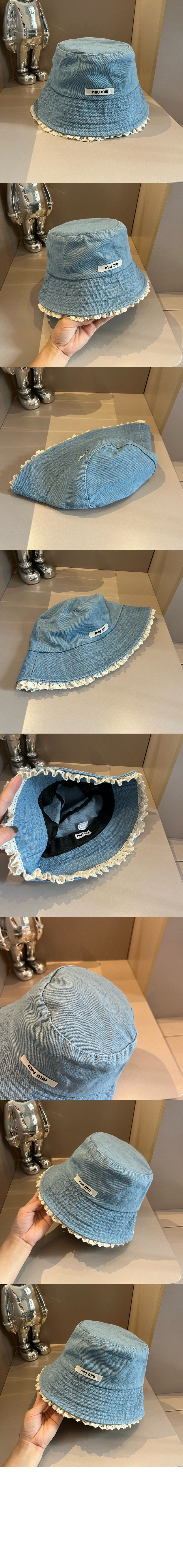 미우미우 데님 로고 버킷햇 5HC154