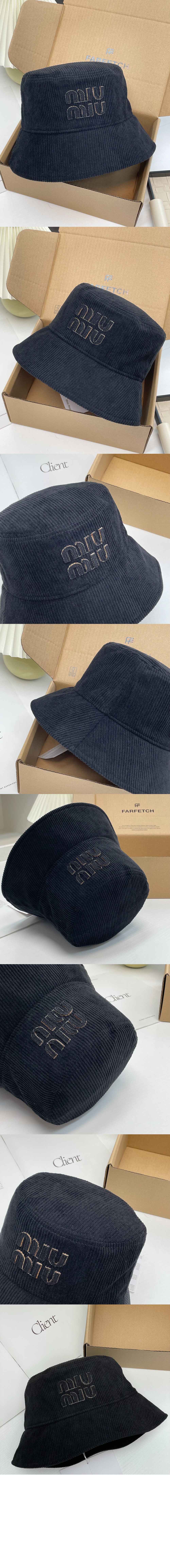 미우미우 로고 버킷햇 5HC196