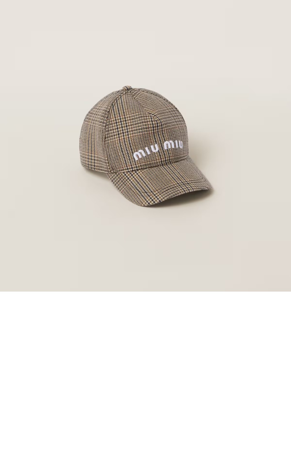 미우미우 체크 울 베이스볼 캡 5HC179
