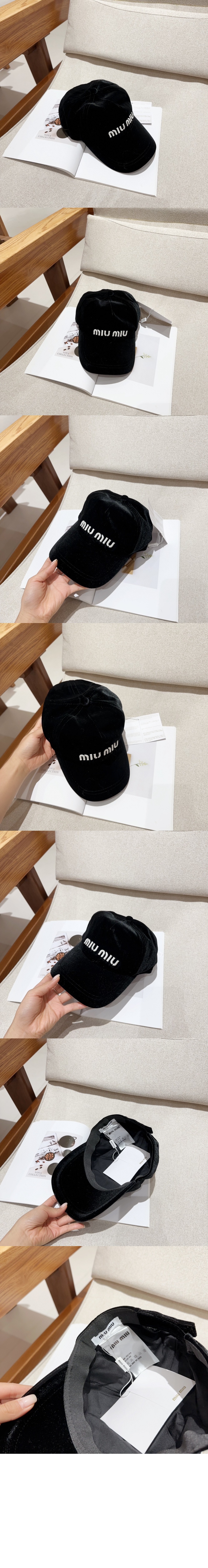 미우미우 벨벳 베이스볼 캡 5HC179