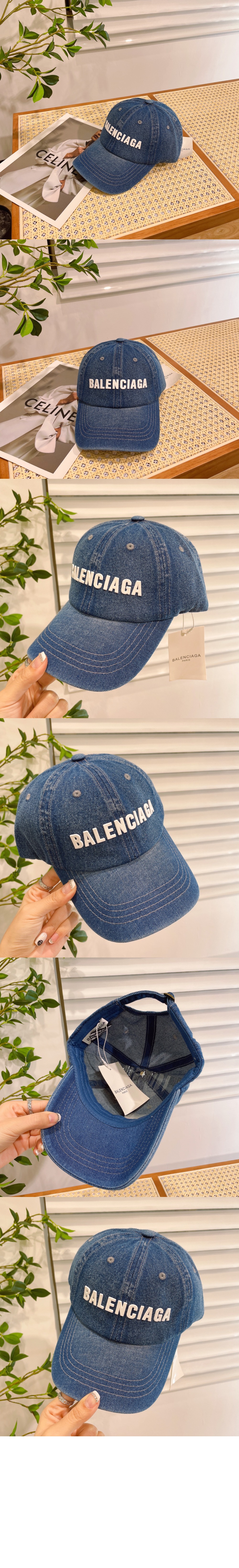발렌시아가 입체 로고 데님 베이스볼 캡 642847