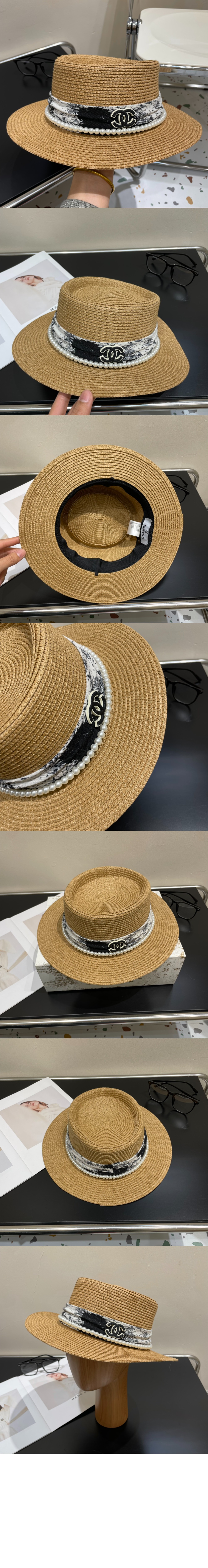 샤넬 선캡 밀짚모자 AA6342