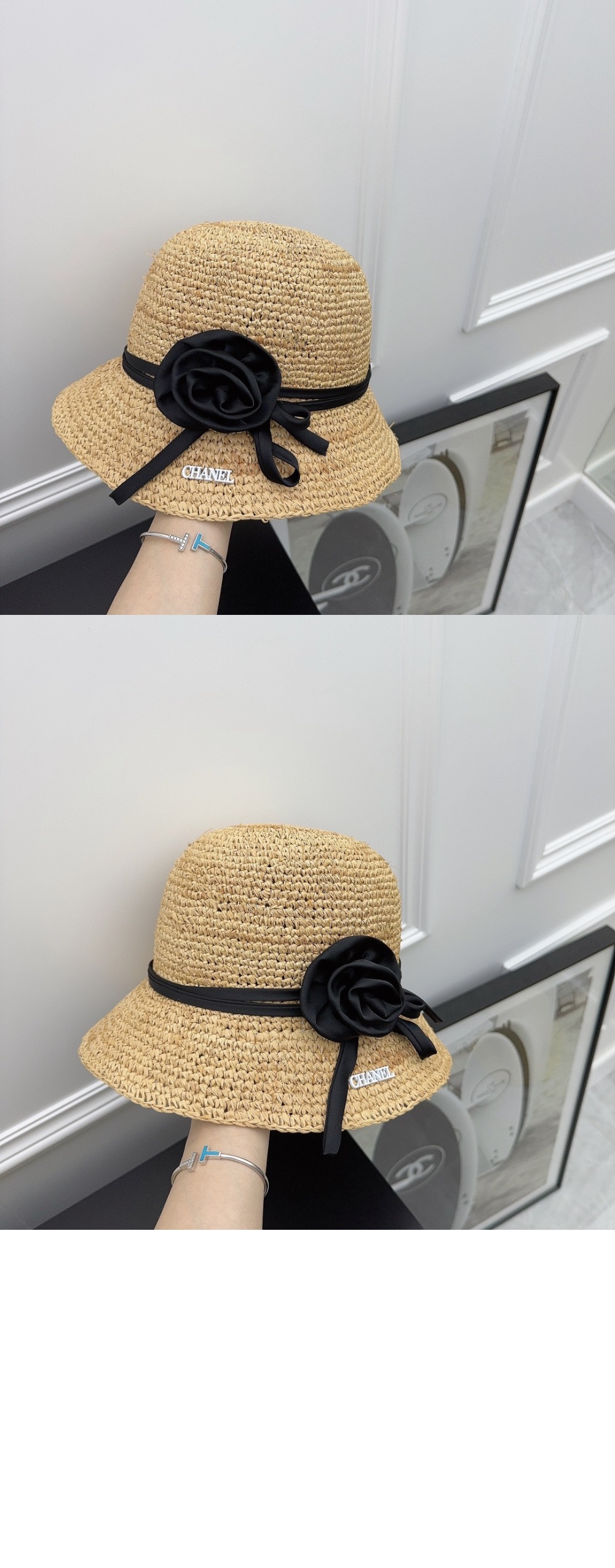 샤넬 밀짚모자 버킷햇 AA8345