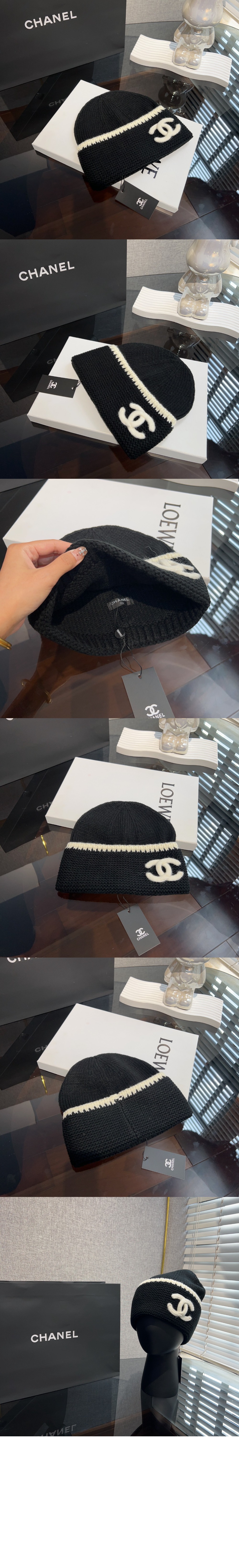 샤넬 로고 캐시미어 비니 AA9203