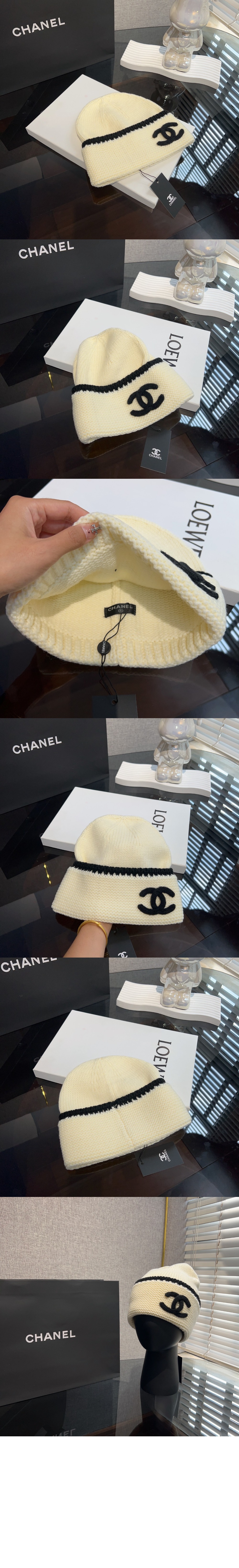 샤넬 로고 캐시미어 비니 AA9203