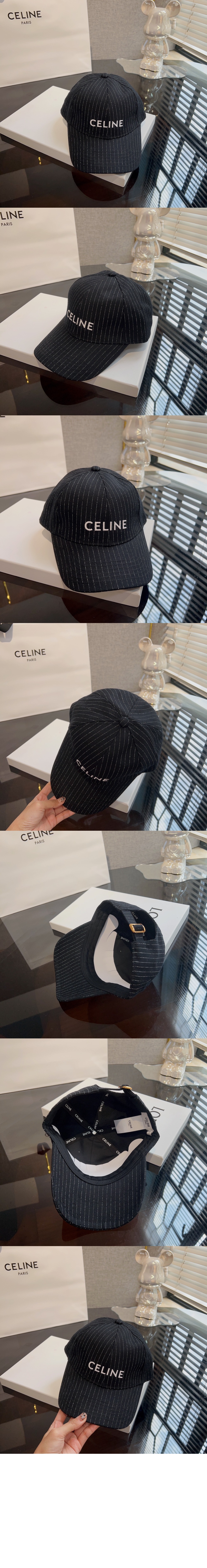 셀린느 스트라이프 플란넬 베이스볼 캡 2AUS94