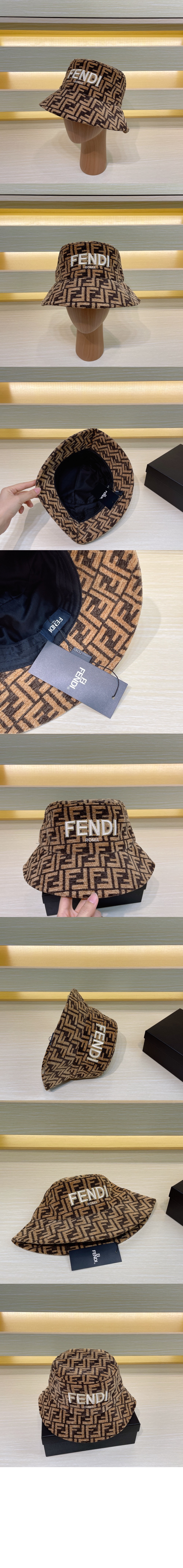 펜디 로고 자수 버킷햇 FXQ733