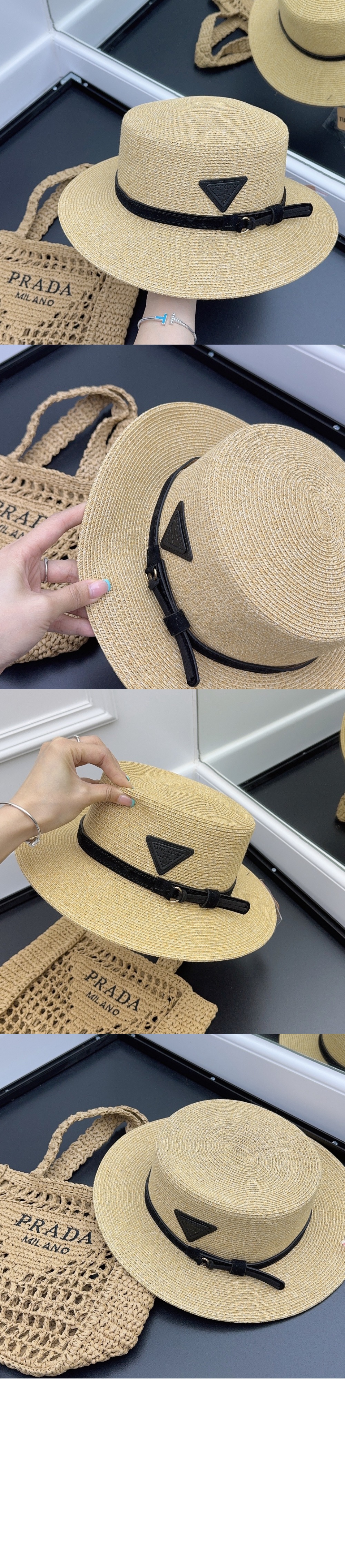 프라다 밀짚모자 선캡 1HC255