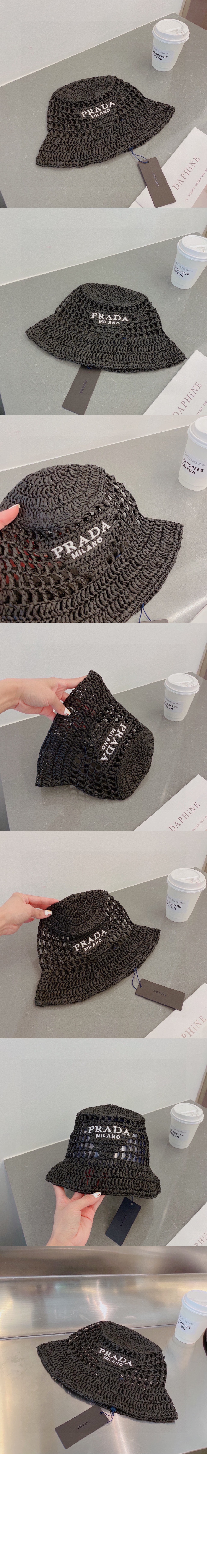 프라다 우븐 패브릭 버킷햇 1HC137