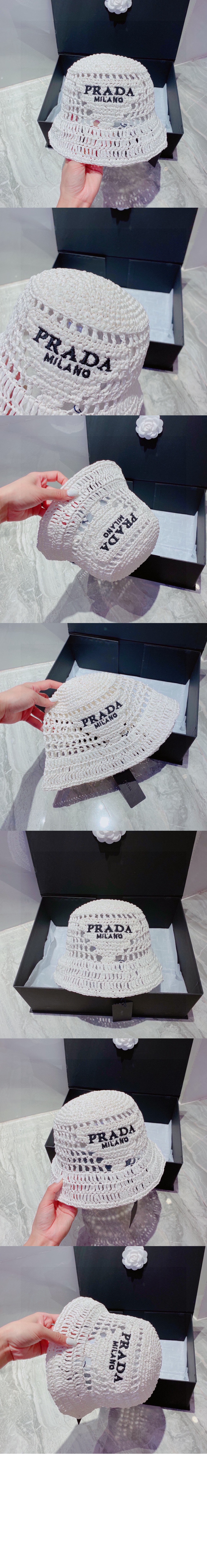 프라다 우븐 패브릭 버킷햇 1HC137