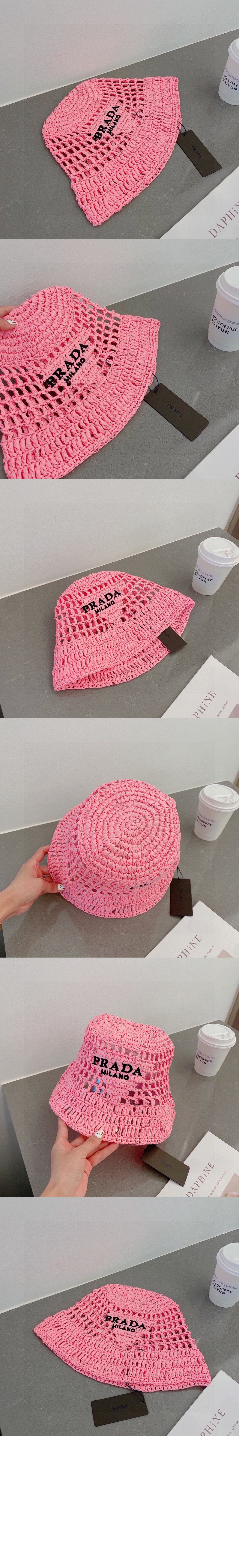 프라다 우븐 패브릭 버킷햇 1HC137