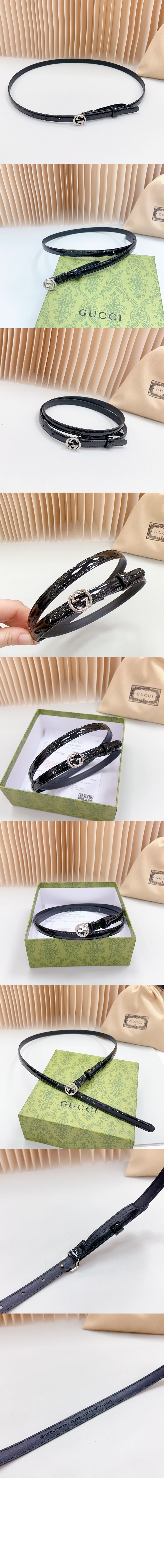 구찌 씬 페이턴트 더블 G 벨트 772119