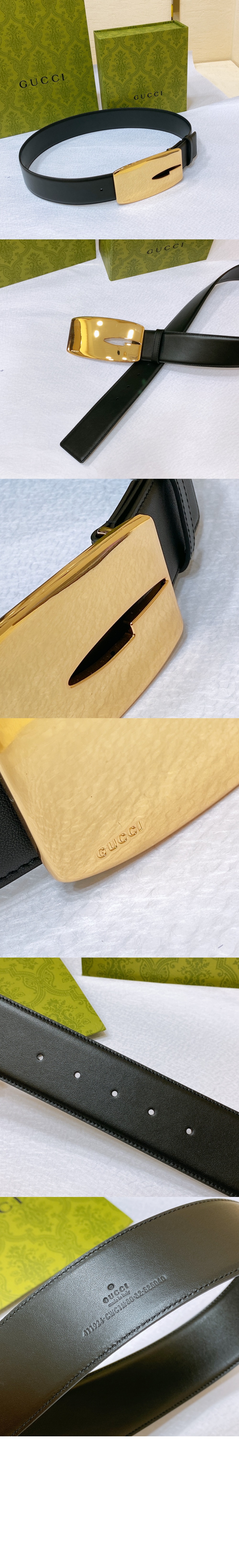 구찌 와이드 버전 매끄러운 버클 벨트 740372