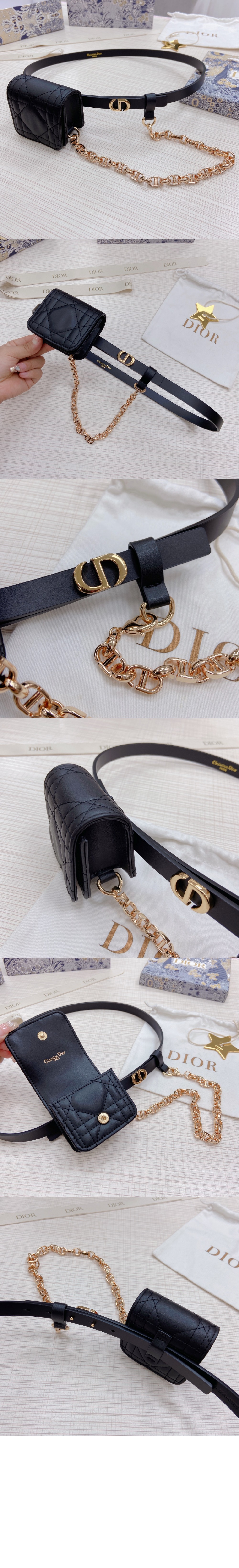 디올 탈착식 소형 가방 매끄러운 소가죽 벨트 B0306