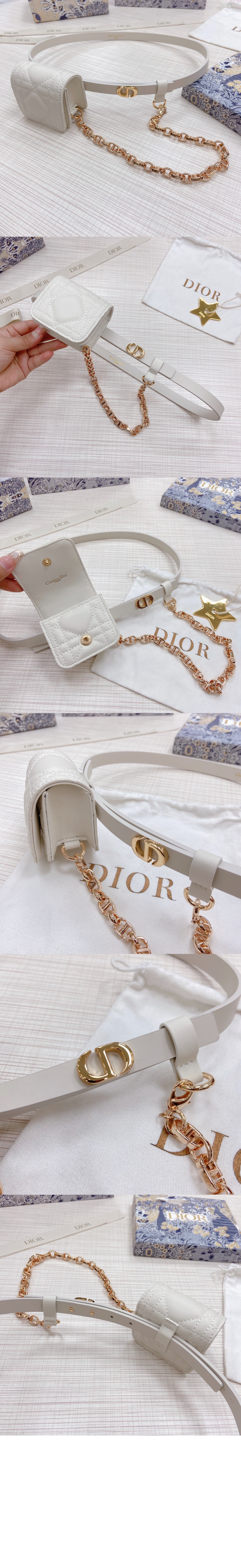 디올 탈착식 소형 가방 매끄러운 소가죽 벨트 B0306