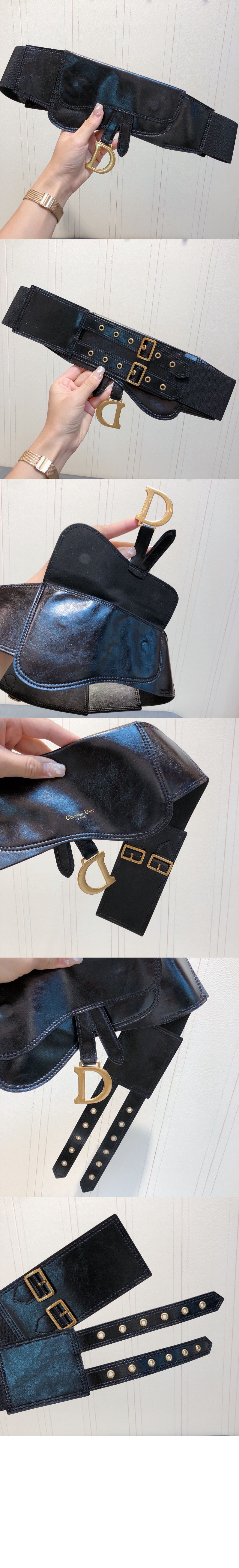 디올 주름 양가죽 안장 벨트 B0049