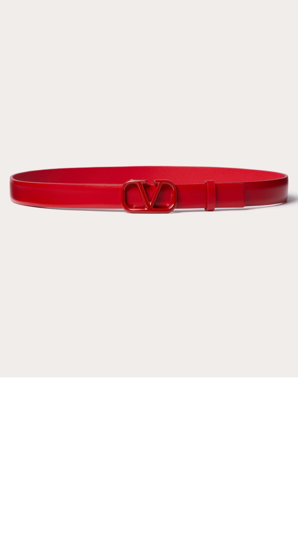 브이로고 시그니처 유광 송아지 가죽 벨트