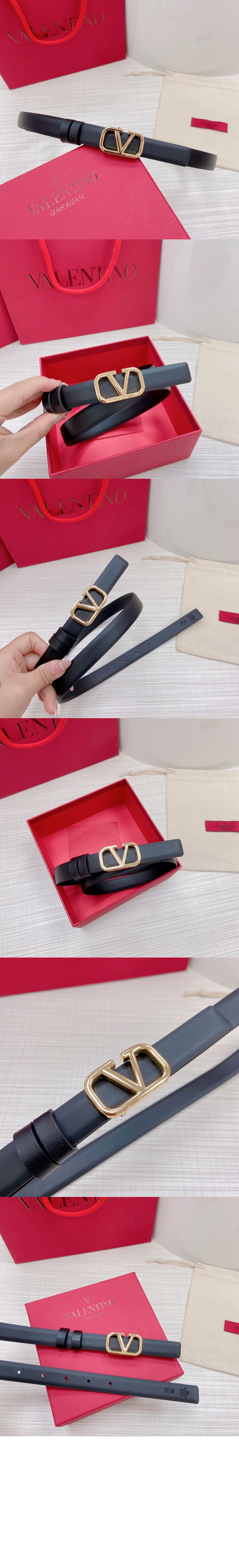 발렌티노 브이로고 시그니처 유광 송아지 가죽 벨트