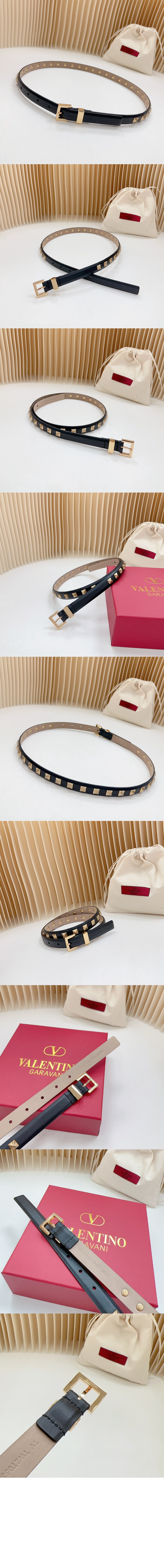 발렌티노 가죽 스터드 벨트
