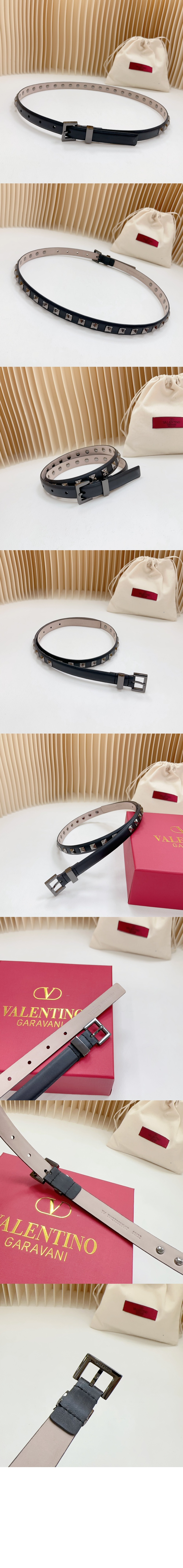 발렌티노 가죽 스터드 벨트