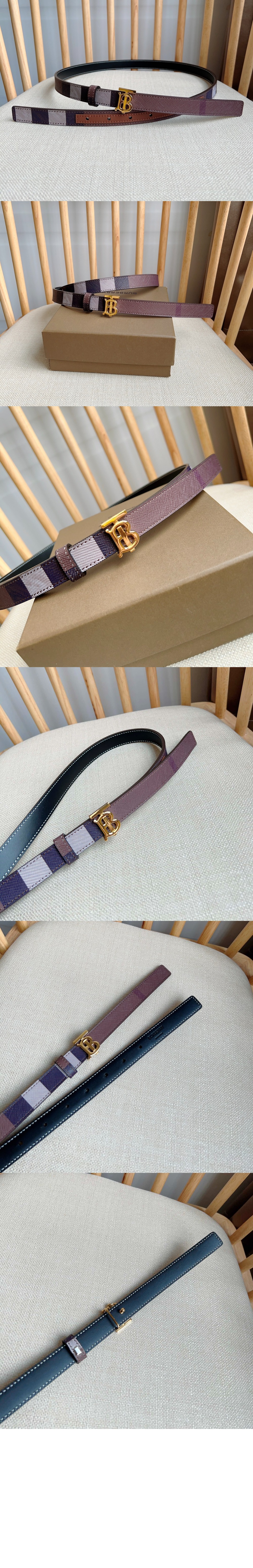 버버리 체크 레더 리버시블 TB 벨트 80623451