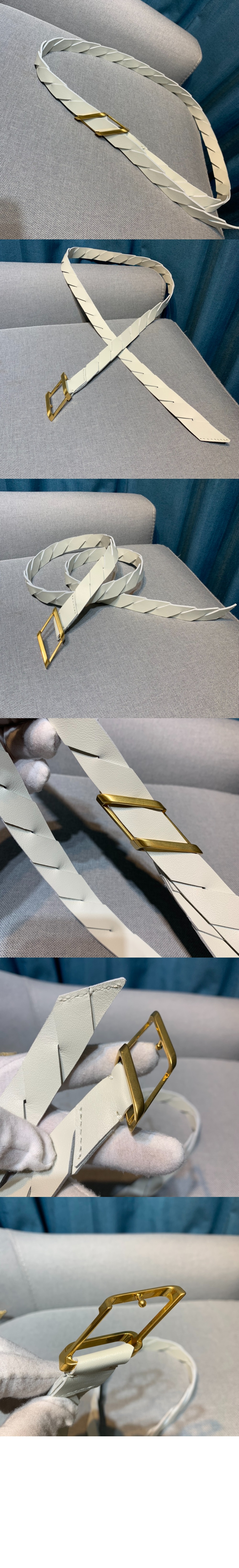 보테가베네타 땋은 송아지 가죽 벨트 620106