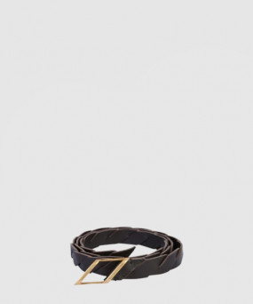 보테가베네타 땋은 송아지 가죽 벨트 620106