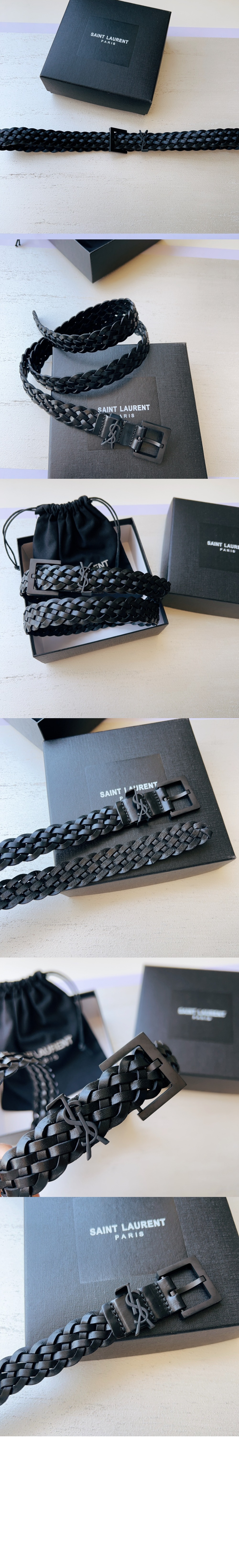 생로랑 우븐 베지터블 태닝 가죽 소재의 CASSANDRE 벨트 777315