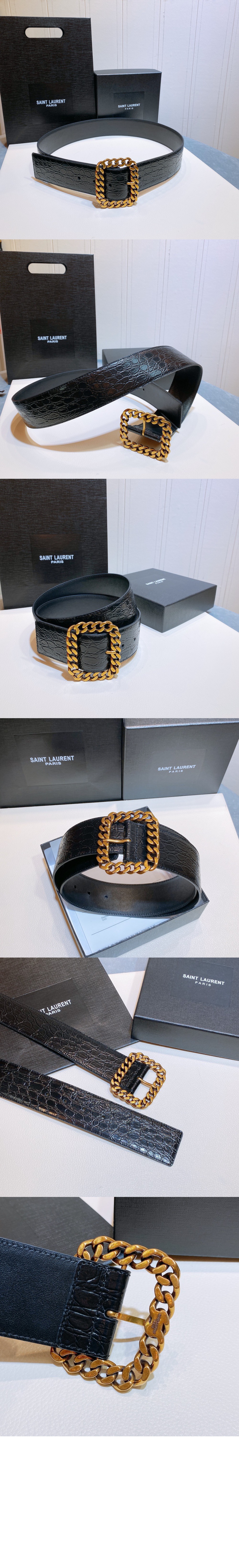 생로랑 악어 사각 체인 버클 벨트 640567