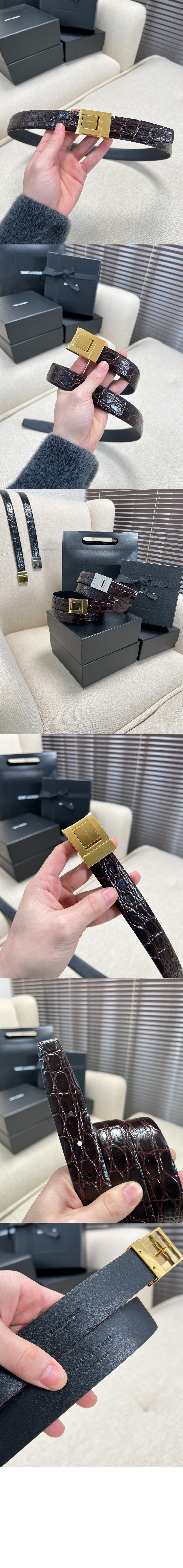 생로랑 크로커다일 엠보스드 가죽 소재의 벨트 7158711