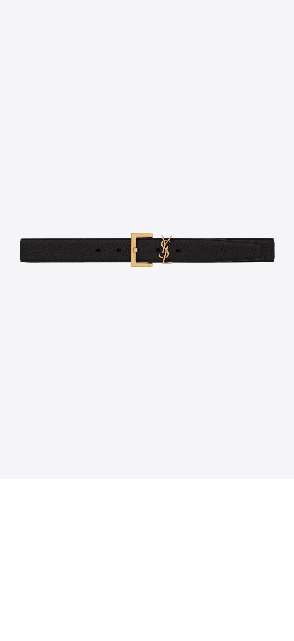 생로랑 스퀘어 버클을 장식한 그레인 가죽 소재의 벨트 634437