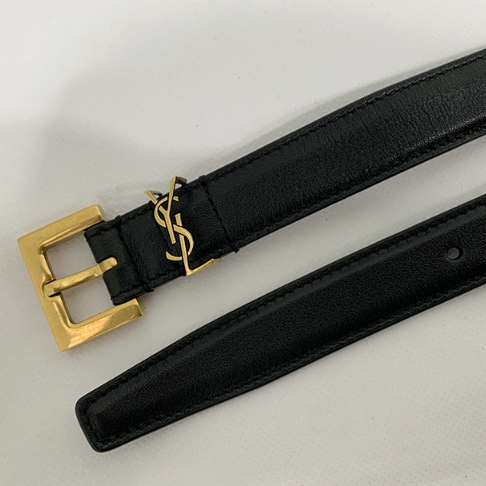 생로랑 CASSANDRE 슬림 벨트 BLACK 2CM