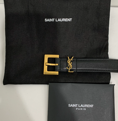 생로랑 CASSANDRE 슬림 벨트 BLACK 2CM